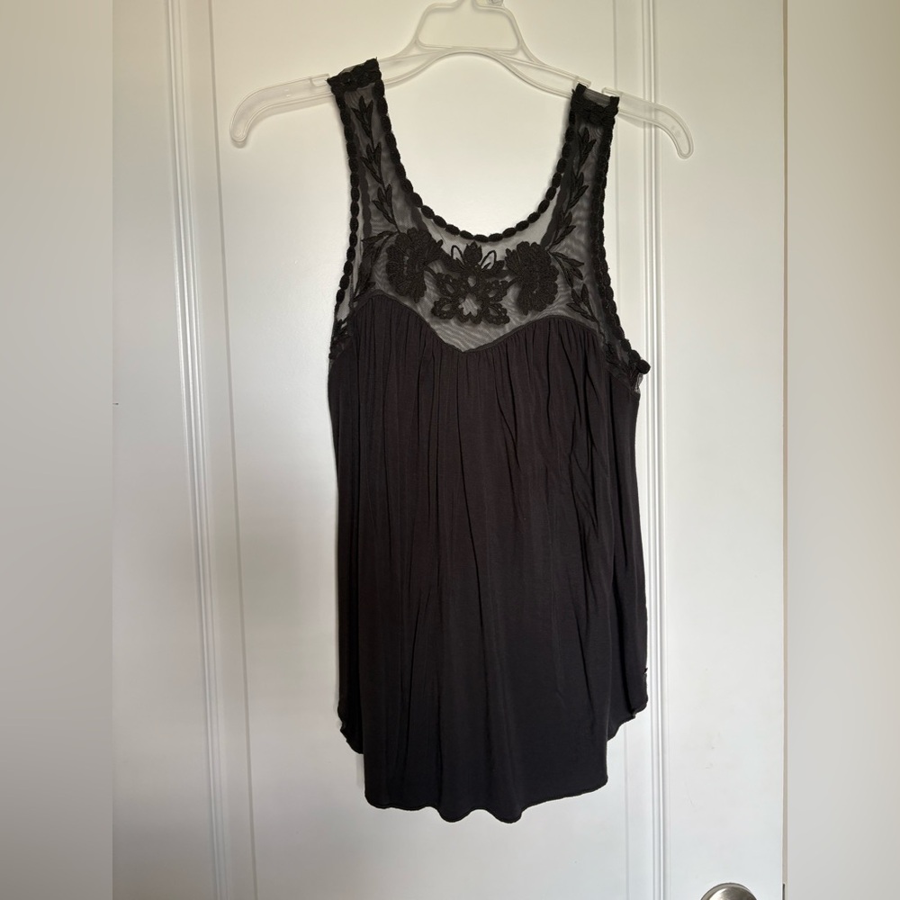 American Eagle Outfitters Charcoal Grey Embellished Tank Top